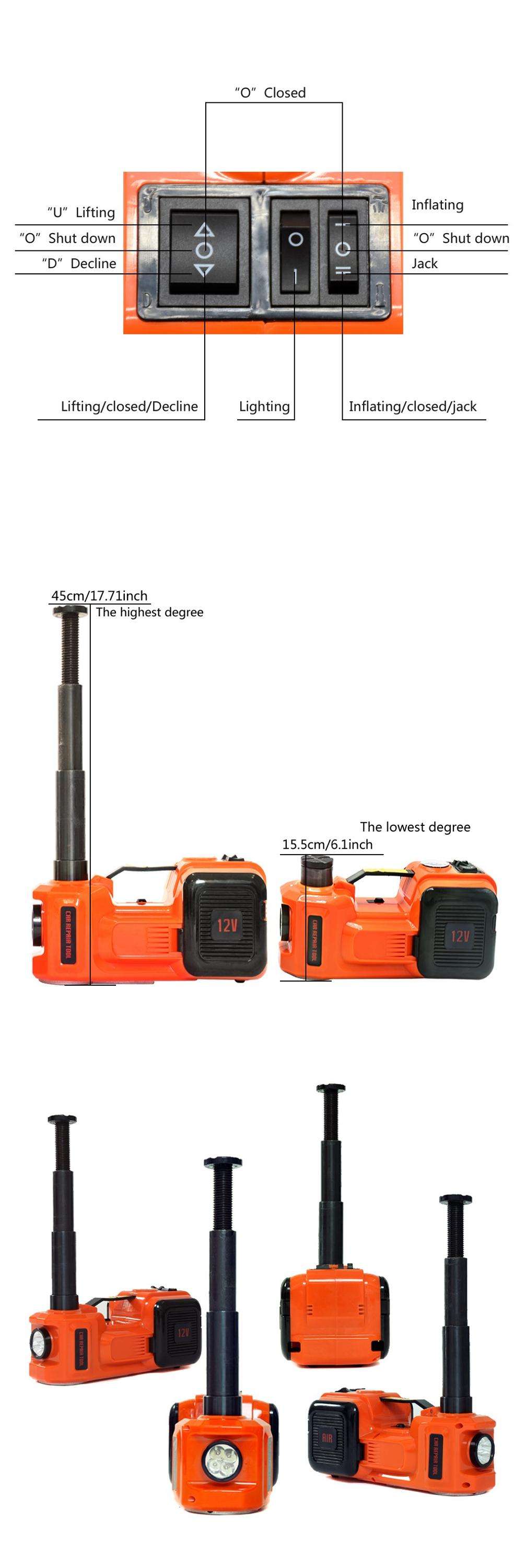 Wholesale products automatic high lift DC 12V 5T Multi-functional electric hydraulic floor jack with electric impact wrench