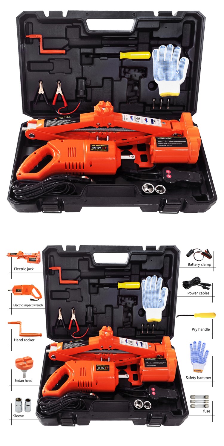2020 High quality floor battery operated automated car 5T 45CM scissor jack & Electric wrench suit