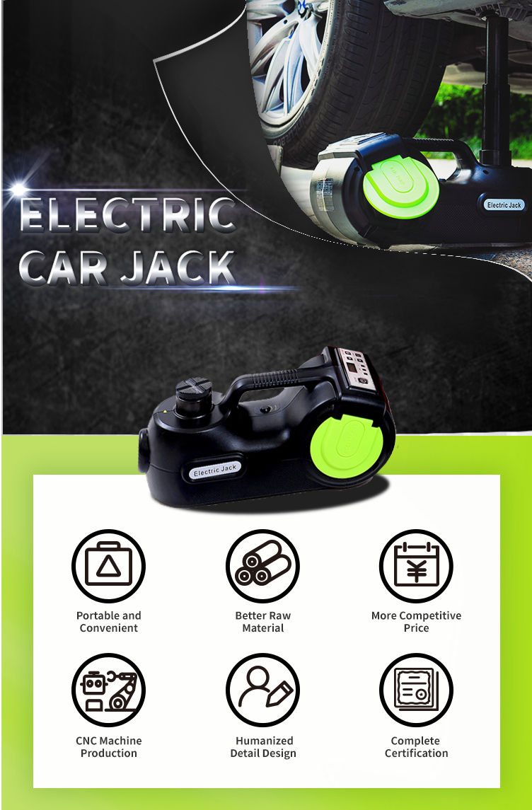 good quality  DC12V 5T Digital Screen LCD Compressor Function DC12V Electric Hydraulic jack for car accept customization