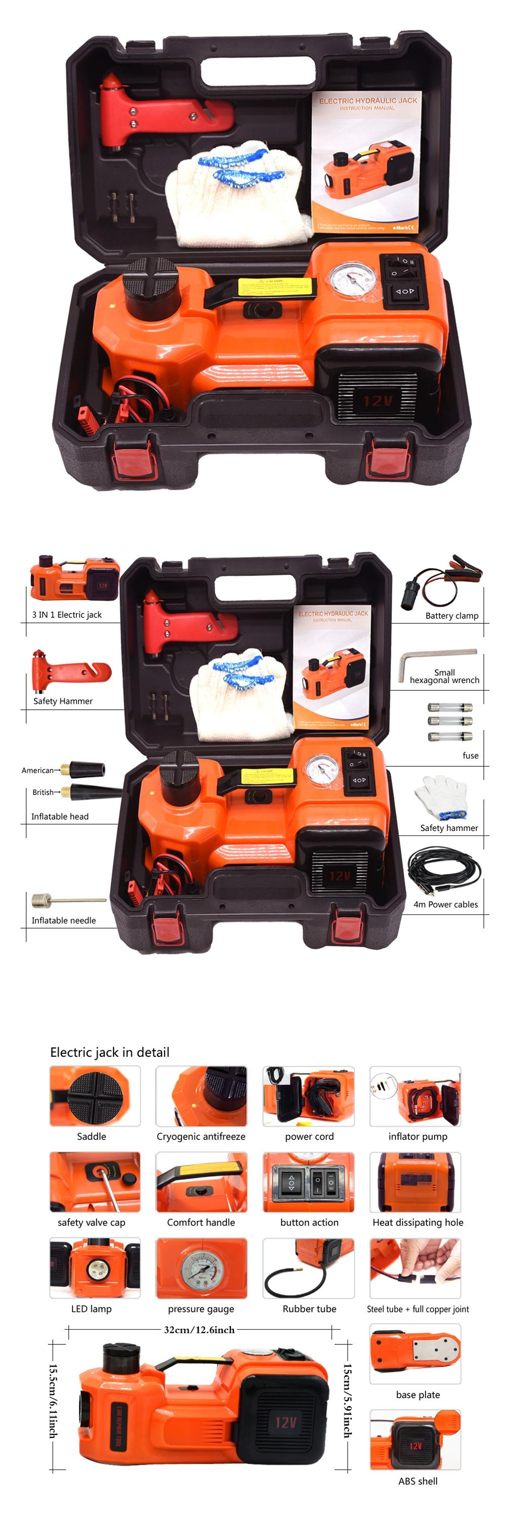 Factory supplier portable car kit telescoping DC 12V 5T Multi-functional electric hydraulic floor jack