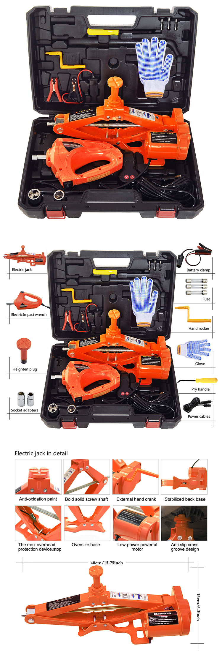 New products most popular 3 ton long floor jack and electric wrench set