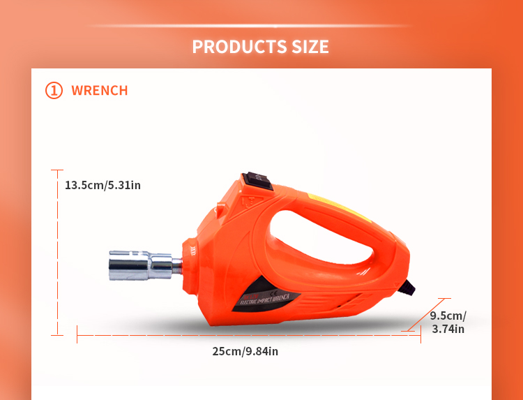 Portable E-HEELP ZSB02 480N.m 1/2'' Strong  DC12V Electric Impact Wrench with 4 Sleeve sizes 17/19/21/23cm